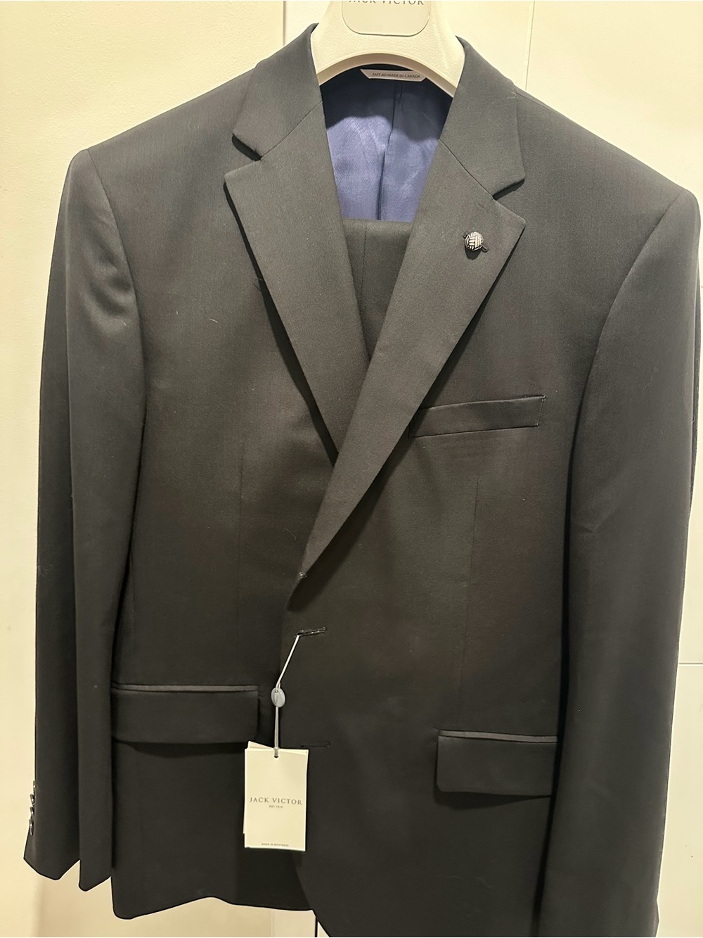 Jack Victor Black Single-Breasted Wool Suit Jacket
